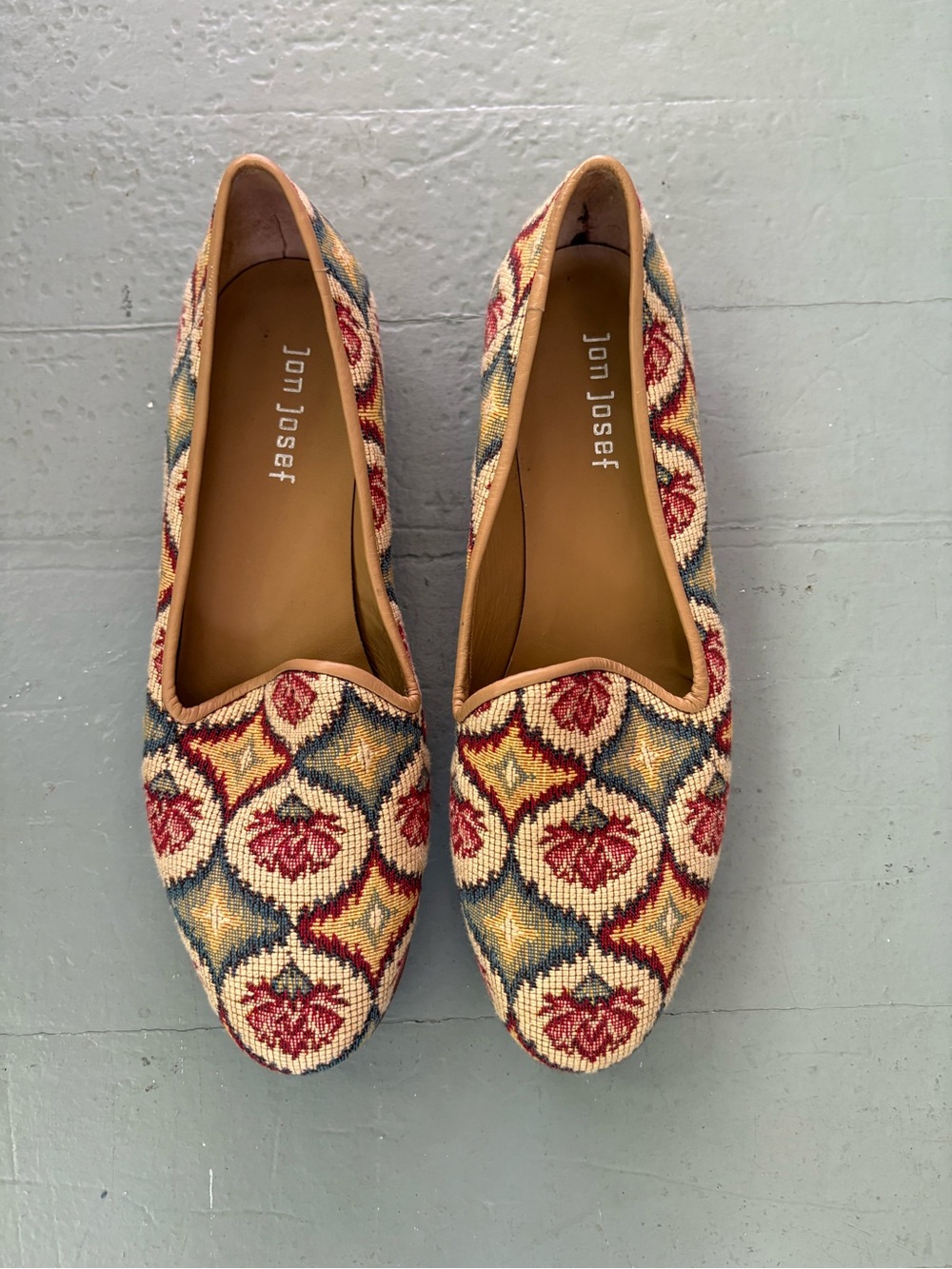 Vintage Jon Josef (like new) Women’s Needle Point Tapestry Smoking Loafer, 9.5